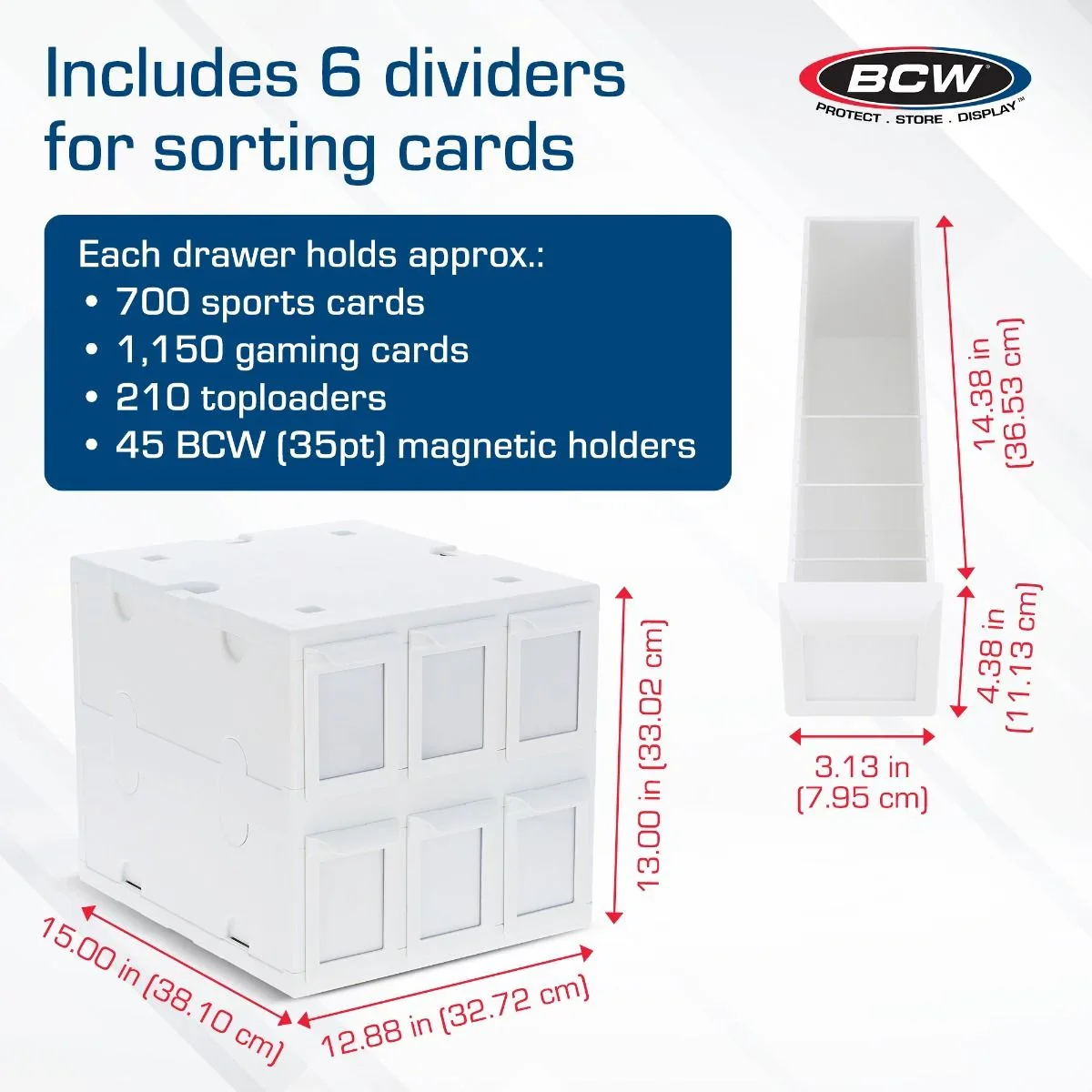 BCW - 6 Drawer Card Catalog - White - Image 3