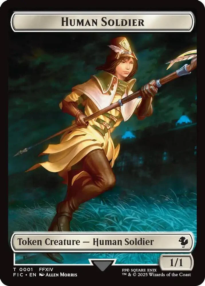 Human Soldier // Hero (0032) Double-Sided Token (Surge Foil) [FINAL FANTASY Commander Tokens] - Image 3
