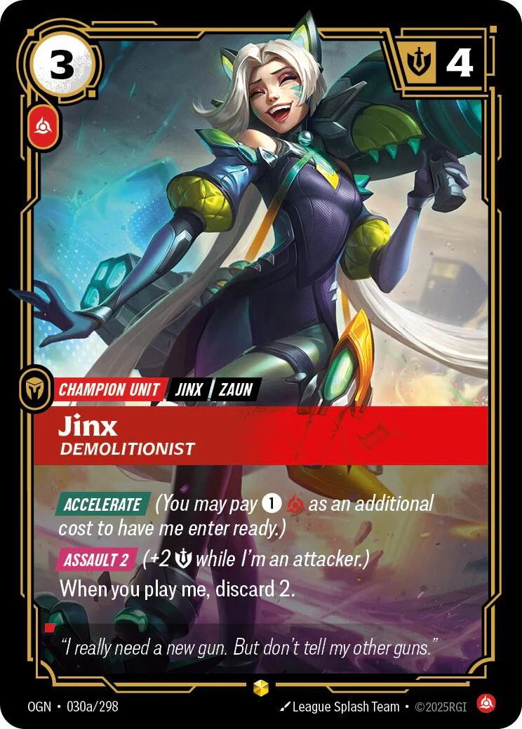 Jinx - Demolitionist (Alternate Art) (030a/298) - Origins Foil (Riftbound TCG)