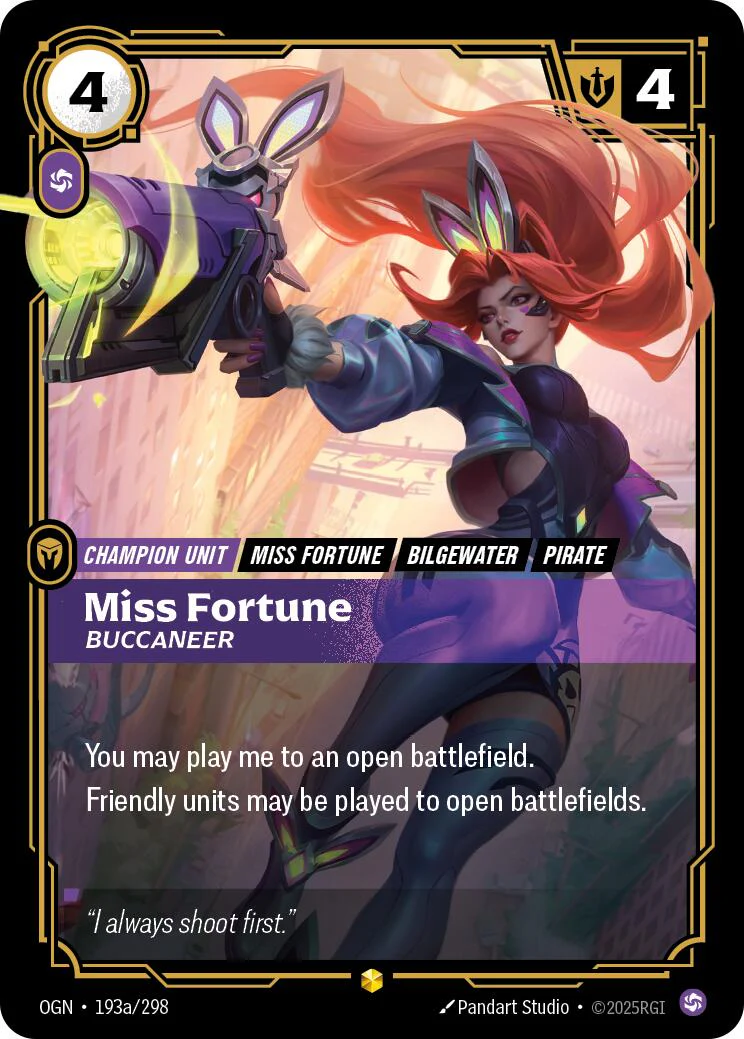 Miss Fortune - Buccaneer (Alternate Art) (193a/298) - Origins Foil (Riftbound TCG)